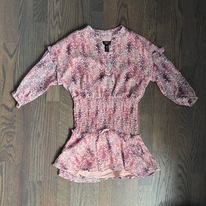 NWOT Aqua Girls Pink and Red Paisley Dress, size small